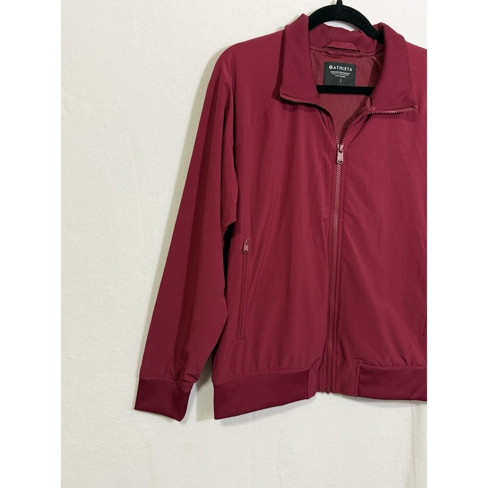 Athleta Cranberry Red Brooklyn Bomber Full Zip Jacket Size L Athleisure Active - Picture 5 of 11